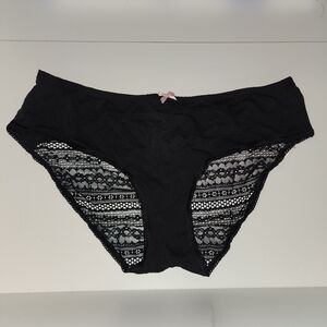 Victoria's Secret Black Lace Panties with Pink Accents